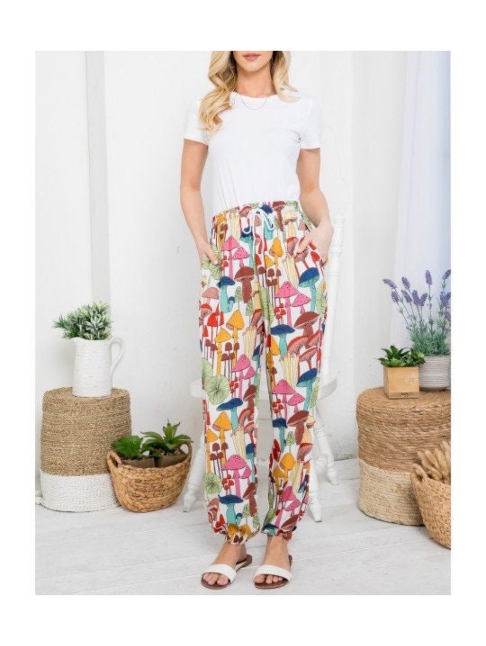 LA Soul Mushroom Jogger Pants Sz Sm - Cottagecore Festival Whimsical Toadstools